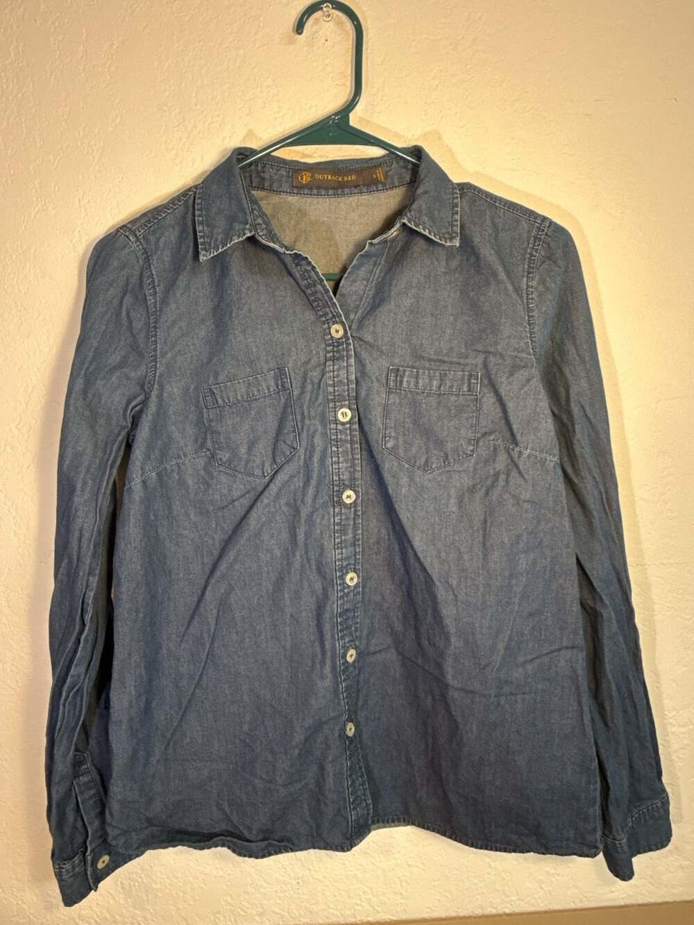 Outback Red Denim Long Sleeve Button Up Shirt Size S
